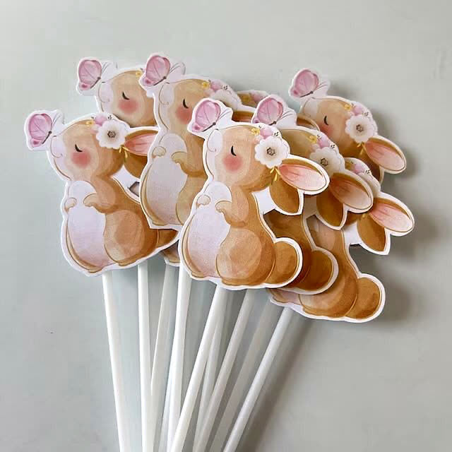 Toppers de conejitos con mariposas